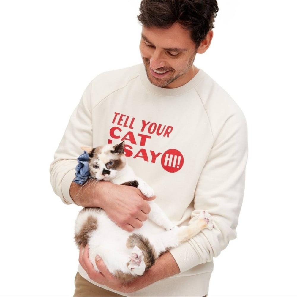 NWOT Target The Cuddle Collab Small Tell Your Cat I Say Hi Sweatshirt Cream